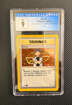 Brock Pokemon 2000 Gym Heroes 1st Edition 15/132 Holo Trainer CGC 9 Mint - Image 1