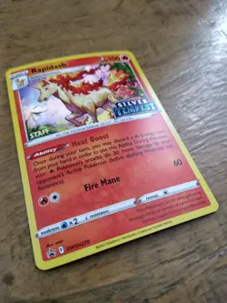 Rapidash SWSH270 STAFF Prerelease Holo - Pokemon TCG Silver Tempest Promo NM - Image 1