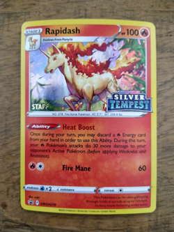 Rapidash SWSH270 STAFF Prerelease Holo - Pokemon TCG Silver Tempest Promo NM - Image 2