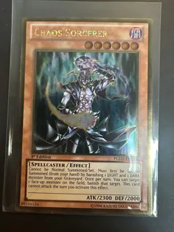 Yu-Gi-Oh TCG Chaos Sorcerer PGLD-EN084 Gold Rare 1st Edition Very Lightly Played - Image 1