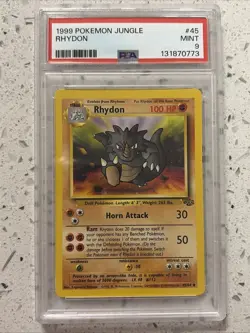 1999 Pokemon Jungle #45 Rhydon Uncommon Card PSA 9 Mint - Image 1