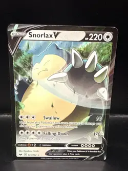 Pokemon TCG Snorlax v 141/202 Sword & Shield Holo Card - Image 2