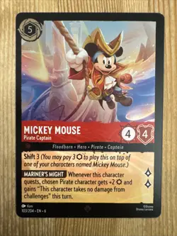 Mickey Mouse 103/204 Disney Lorcana Azurite Sea Cold Foil Super Rare Card NM - Image 1