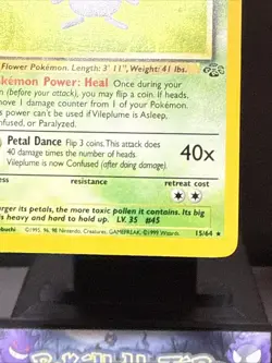 Pokemon Card Vileplume 15/64 Jungle Set Rare Holo WOTC Near Mint - Image 4