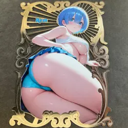 Goddess Story Gold METAL Card - Random Serial Number #/100! Rem Bikini Anime - Image 2