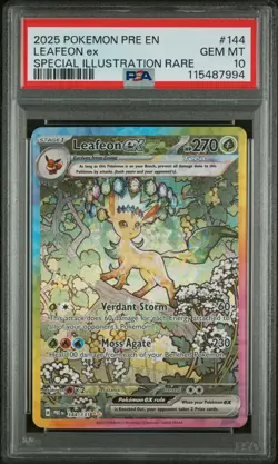 2025 POKEMON PRE EN-PRISMATIC EVOLUTIONS #144 LEAFEON EX PSA 10 - Image 1