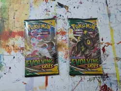 Pokemon TCG Evolving Skies Booster Packs x2 Umbreon and Sylveon w/ Sleeves 820650808777 - Image 1