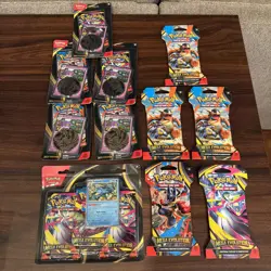 Pokemon Mega Evolutions BUNDLE- 3 Pack Blister, 5 Booster Packs, 5 Blister Promo - Image 1
