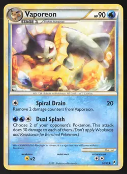 Pokemon TCG | Vaporeon 52/95 | Call of Legends | Lightly Played - Image 1