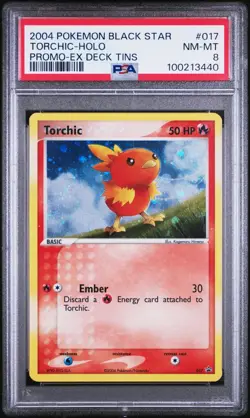 PSA 8 TORCHIC HOLO #017 2004 POKEMON TCG PROMO - EX DECK TINS BLACK STAR PROMO - Image 1