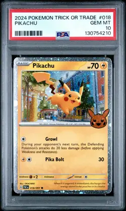 2024 POKEMON TRICK OR TRADE #018 PIKACHU PSA 10 - Image 1