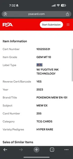 2023 Pokemon Mew ex #205 Hyper Rare - GEM MINT PSA 10 - Image 5