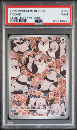 2025 POKEMON BLK EN-BLACK BOLT ILLUSTRATION RARE #148 PIDOVE PSA 9 - Image 1