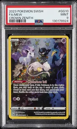 2023 POKEMON SWORD & SHIELD CROWN ZENITH #GG10 FULL ART/MEW PSA 9 - Image 1