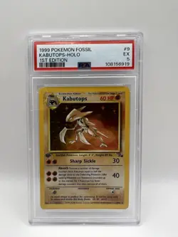 Pokemon TCG Kabutops Holo Rare 1st ED Fossil Set 9/62 PSA 5 - Image 1