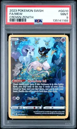 2023 POKEMON SWORD & SHIELD CROWN ZENITH #GG10 FULL ART/MEW PSA 9 - Image 1
