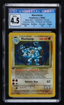 Machamp (CD-Rom Cosmos Holofoil) Holo 1st Ed. Pokemon Base Set CGC 4.5 1999 - Image 1