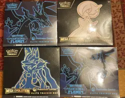 Lot Of 4 Pokemon Center Mega Evolutions And Phantasmal Flames Elite Trainer Box - Image 1