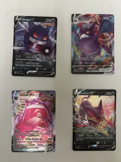 Pokemon Rare Card Bundle - Gengar VMAX, Crobat VMAX, Dark Type Cards - Image 1