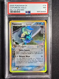 PSA 7 Vaporeon Holo 18/113 - 2005 EX Delta Species Graded Pokemon Card - Image 1