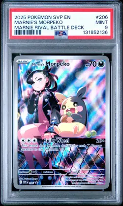 2025 POKEMON SVP EN-SV BLACK STAR PROMO #206 MARNIE'S MORPEKO PSA 9 - Image 1