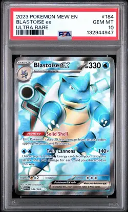 POKEMON 2023 151 Mew En BLASTOISE EX Ultra Rare #184 PSA 10 Gem Mint Full Art - Image 1