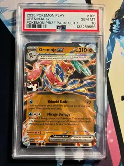 2025 Pokemon Stamped Prize Pack Series 7 Greninja ex #106 PSA 10 - Image 1
