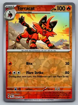 Pokemon TCG SV05: Temporal Forces Torracat 033/162 Reverse Holo - Image 1