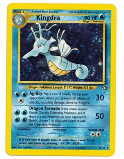 Pokemon Card: Kingdra HOLO 8/111 Neo Genesis Set Rare Swirl! GD - Image 1