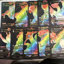 Pokemon 10 V Vmax Gx Black Foil Rainbow 🔥Fan Art🔥set NM - Image 1