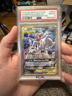 2019 POKEMON SM BLACK STAR PROMO #SM191 FULL ART/MEWTWO & MEW GX PSA 10 - Image 1