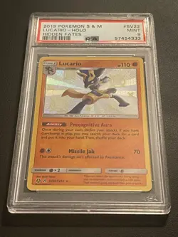 POKEMON TCG LUCARIO SV22 PSA 9 S&M HIDDEN FATES!! - Image 1