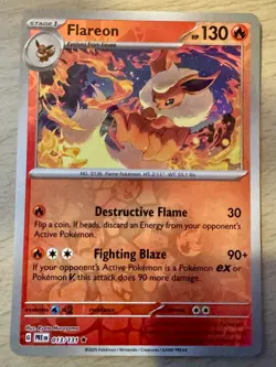 Pokemon TCG Flareon 013/131 Prismatic Evolutions Reverse Holo Rare Card - Image 1