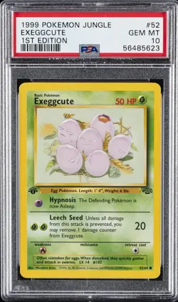 1999 POKEMON JUNGLE 1ST ED #52 EXEGGCUTE PSA 10 - Image 1