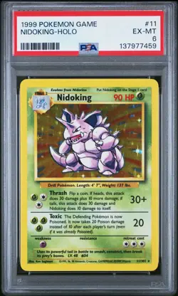 1999 POKEMON GAME #11 NIDOKING-HOLO PSA 6 - Image 1