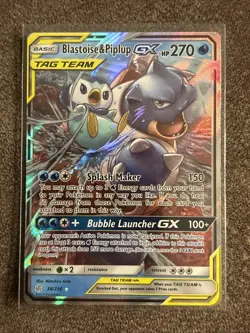 Pokemon TCG Blastoise & Piplup Tag Team GX Sun & Moon - Cosmic Eclipse 38/236... - Image 1