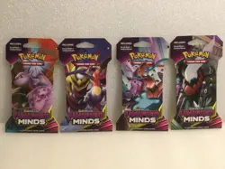 Pokemon Sun & Moon Unified Minds - Sleeved Booster Packs - Complete Art Set of 4 - Image 1