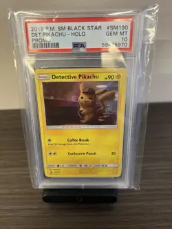 PSA 10 Detective Pikachu SM190 Pokemon Card Black Star Promo 2019 GEM MINT - Image 1