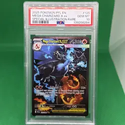 2025 POKEMON PFL EN-PHANTASMAL FLAMES #125 MEGA CHARIZARD X EX PSA 10 - Image 1
