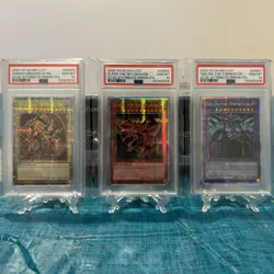 2023 Yu-Gi-Oh! LC01 3 Egyptian God Set QCSE- Attribute Error (ITA) All PSA 10 - Image 1
