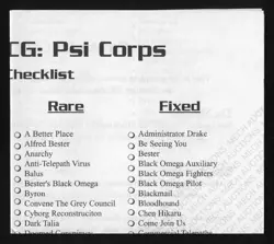 Babylon 5 CCG Psi-Corp Edition Official Checklist From Booster Box of Cards M/NM - Image 1