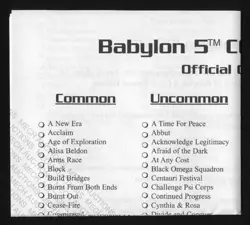 Babylon 5 CCG Psi-Corp Edition Official Checklist From Booster Box of Cards M/NM - Image 2