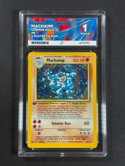 ACE 1 Machamp 8/102 COSMOS HOLO Pokemon Card WOTC Base Set 1st Edition Holo Rare - Image 1