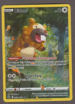 Bidoof GG29/GG70 Crown Zenith Galarian Gallery Full Art Holo Pokemon Card NM - Image 1
