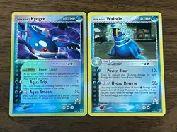 Pokemon TCG Team Magma vs Team Aqua Team Aqua's Kyogre and Walrein Holo DAMAGED - Image 1
