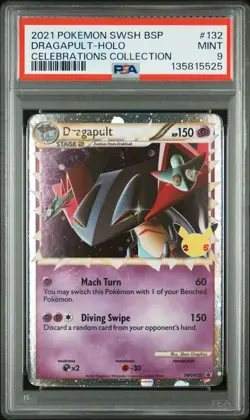 2021 POKEMON SWSH BLACK STAR PROMO CELEBRATIONS COLL #132 DRAGAPULT-HOLO PSA 9 - Image 1