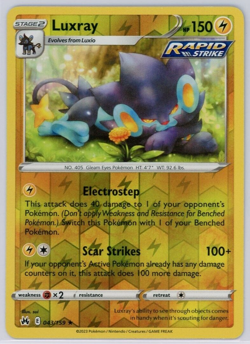 Pokemon TCG Luxray 043/159 Crown Zenith Reverse Holo Rare - Image 1