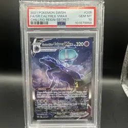 2021 Pokemon Sword & Shield Chilling Reign SR Calyrex VMAX #205 FA Secret PSA 10 - Image 1