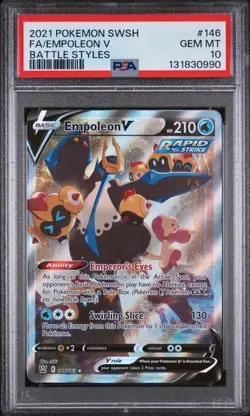 2021 POKEMON SWORD & SHIELD BATTLE STYLES #146 EMPOLEON V BATTLE STYLES PSA 10 - Image 1