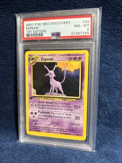 Pokemon 2001 P.M. Neo Discovery Espeon 1st Edition PSA 8 - Image 1